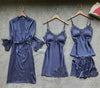 Image of Sexy Women's Robe & Gown Sets Lace Bathrobe + Night Dress 4 Four Pieces Sleepwear