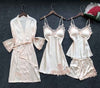 Image of Sexy Women's Robe & Gown Sets Lace Bathrobe + Night Dress 4 Four Pieces Sleepwear