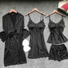 Image of Sexy Women's Robe & Gown Sets Lace Bathrobe + Night Dress 4 Four Pieces Sleepwear