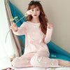 Image of JULY'S SONG Women Pajamas Set Spring Autumn New Thin Cartoon Printed Long Sleeve Cute Sleepwear Casual Homewear Female Pyjamas