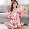 Image of JULY'S SONG Women Pajamas Set Spring Autumn New Thin Cartoon Printed Long Sleeve Cute Sleepwear Casual Homewear Female Pyjamas