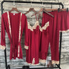 Image of Women Satin Sleepwear 5 Pieces Pyjamas Sexy Lace Pajamas Sleep Lounge