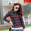 Image of Women Plaid Shirt Checks Flannel Shirts Female Long Sleeve Blouse