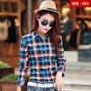 Image of Women Plaid Shirt Checks Flannel Shirts Female Long Sleeve Blouse