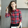 Image of Women Plaid Shirt Checks Flannel Shirts Female Long Sleeve Blouse