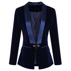 Designer Blazer Women's Long Sleeve Velvet Blazer Jacket Outer Wear