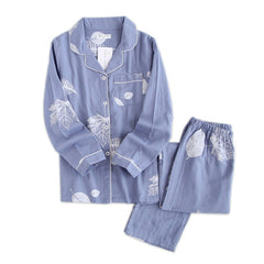 100% gauze cotton long sleeve casual sleepwear women