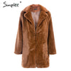 Image of Simplee Elegant pink shaggy women faux fur coat streetwear Autumn winter warm plush teddy coat Female plus size overcoat party