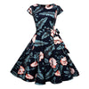 Image of Black White Polka Dot Vintage Dress  Summer Women Floral Print Short Sleeve Retro Robe Rockabilly Dresses Party Jurkjes