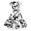 Image of Black White Polka Dot Vintage Dress  Summer Women Floral Print Short Sleeve Retro Robe Rockabilly Dresses Party Jurkjes