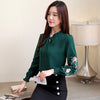 Image of plus size women floral embroidery chiffon blouse shirt  womens and blouses