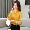 Image of plus size women floral embroidery chiffon blouse shirt  womens and blouses