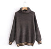 Image of Oversized Turtleneck Sweater Hot pink Mustard Color Loose Knitted Jersey