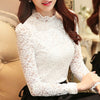 Image of plus size  woman blouses  white lace blouse shirt long sleeve women shirts