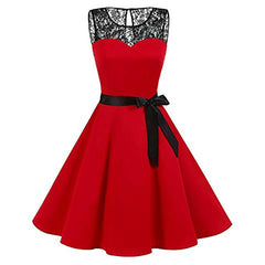 Women High-Waist Pleated Dress girl Sleeveless