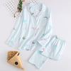 Image of 100% gauze cotton long sleeve casual sleepwear women