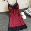 Image of Sexy Ladies Lace Backless Strap Solid Color Sleepwear