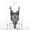 Image of transparent mesh bow sexy jumpsuit catsuit straps bodysuits thong