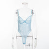 Image of transparent mesh bow sexy jumpsuit catsuit straps bodysuits thong