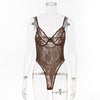 Image of transparent mesh bow sexy jumpsuit catsuit straps bodysuits thong