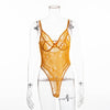 Image of transparent mesh bow sexy jumpsuit catsuit straps bodysuits thong