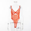 Image of transparent mesh bow sexy jumpsuit catsuit straps bodysuits thong