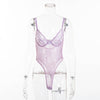 Image of transparent mesh bow sexy jumpsuit catsuit straps bodysuits thong