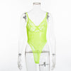 Image of transparent mesh bow sexy jumpsuit catsuit straps bodysuits thong