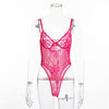 Image of transparent mesh bow sexy jumpsuit catsuit straps bodysuits thong