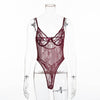 Image of transparent mesh bow sexy jumpsuit catsuit straps bodysuits thong