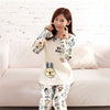 Image of JULY'S SONG Women Pajamas Set Spring Autumn New Thin Cartoon Printed Long Sleeve Cute Sleepwear Casual Homewear Female Pyjamas