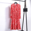 Image of Summer Korean Chiffon Women Dress Elegant Ladies Vintage Long Dress Boho Floral Office Long Sleeve Vestidos Clothing 5LYQ003