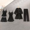 Image of Sexy Women Pajamas 5 Pieces Sets Satin Sleepwear