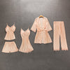 Image of Sexy Women Pajamas 5 Pieces Sets Satin Sleepwear