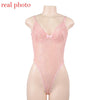 Image of transparent mesh bow sexy jumpsuit catsuit straps bodysuits thong