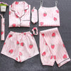 Image of 7 Pieces Womens Silk Satin Pajamas Sets Pyjamas Set Sleepwear