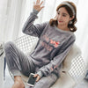 Image of Autumn & Winter Women Pyjamas Sets pajamas Sleepwear Suit Thick