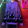 Image of Autumn Winter Harajuku Flame Knitting Bat Sleeve Pullover Sweater Women Tide Outerwear