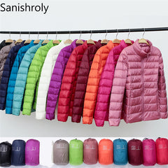 Sanishroly 2018 New Autumn Winter Women Thin White Duck Down Jacket