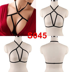 Pentagram Bondage Body Harness Lingerie Goth Crop Cage Bra Lingerie