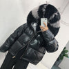 Image of Real Fur Coat Natural Fox Fur Collar  Winter Jacket Women Loose Short Down Coat