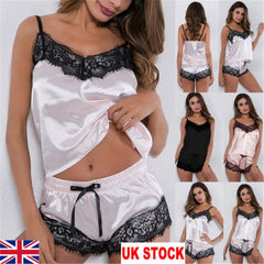 2Pcs Women Sexy Satin Lingerie Underwear Babydoll Nightwear Sleepwear