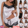 Image of 2Pcs Women Sexy Satin Lingerie Underwear Babydoll Nightwear Sleepwear