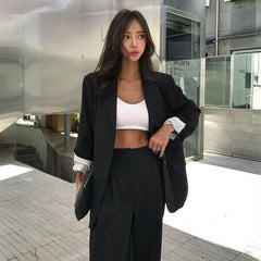 Elegant Black Single-breasted Women Blazer