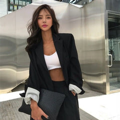 Elegant Black Single-breasted Women Blazer