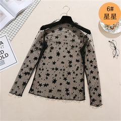 spring Summer Women Lace Blouses Shirt Women Sexy mesh Blouses